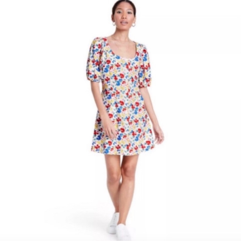 RIXO x Target Floral Linen Puff Sleeve Mini Dress